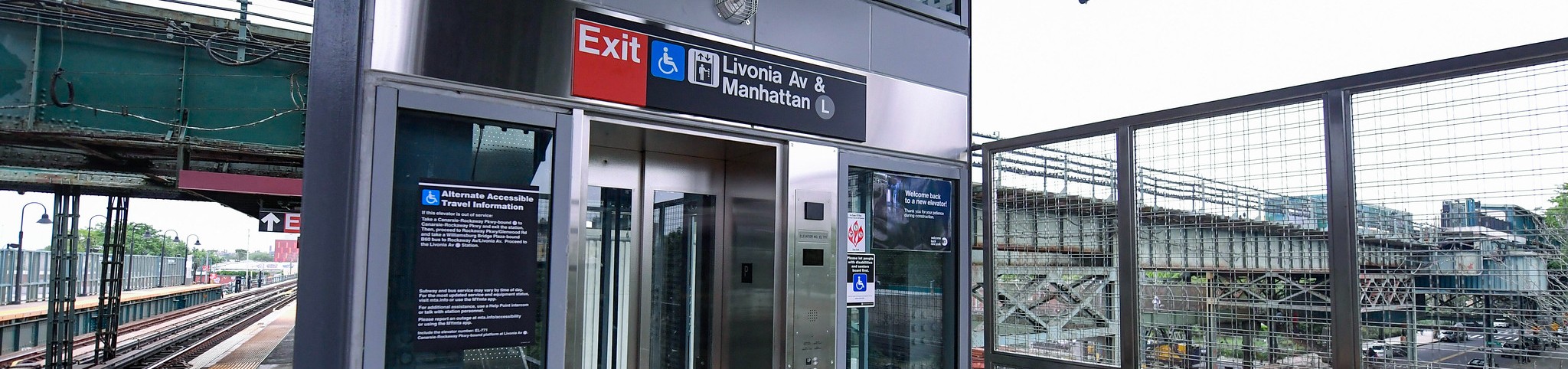 An elevator at a subway station.