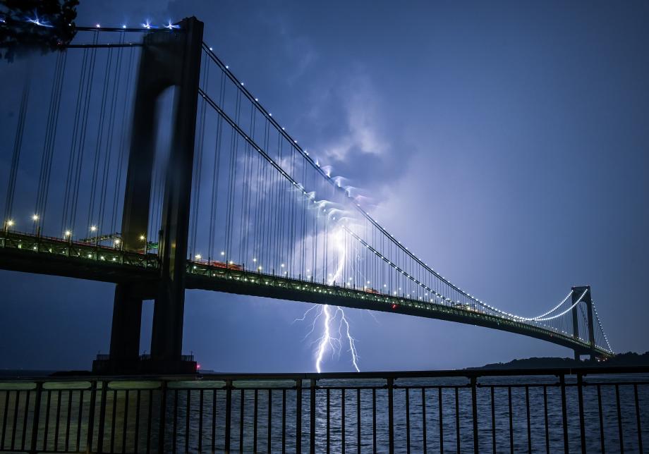 Verrazzano-Narrows Bridge during storm