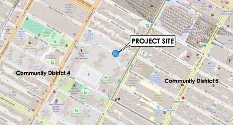 Map of the area around the project site for the West 28th Street Substation
