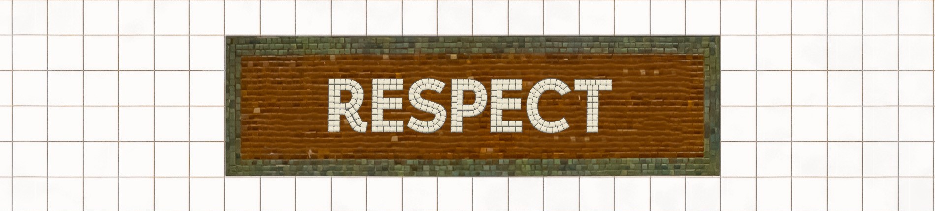 An illustration of a subway-style sign reading "Respect" on what looks like a subway wall