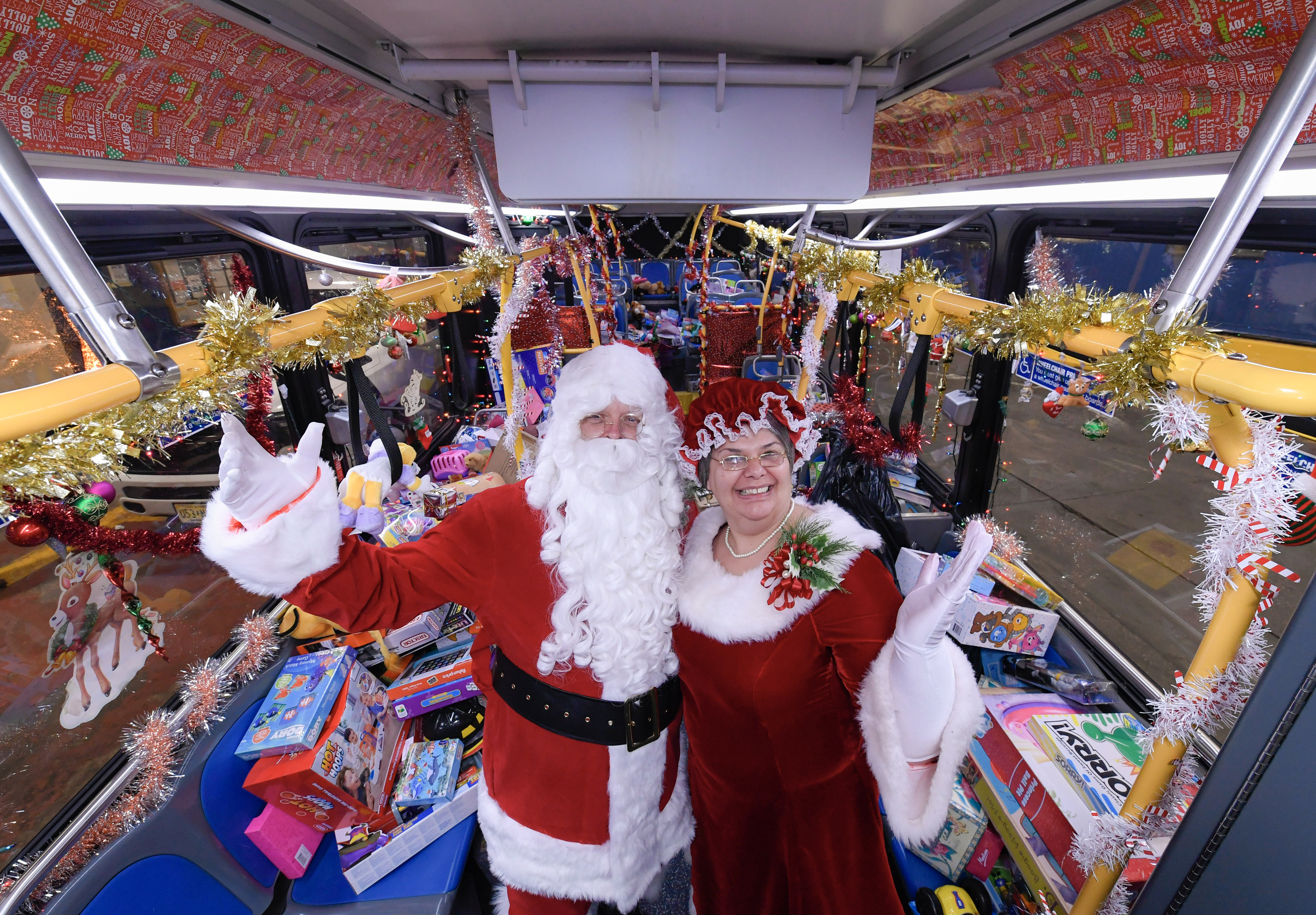 The MTA joined with Kids Against Cancer to collect toys from Staten Island bus depots, which were delivered by Santa and Mrs. Claus aboard a special bus, branded “Santa’s Express” on Fri., December 17, 2021.